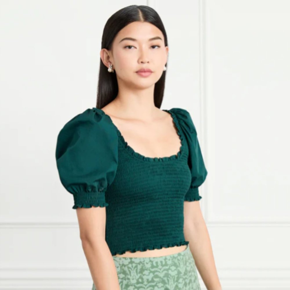 Hill House The Aiko Nap Top - Botanical Garden Cotton (Green) Size Small